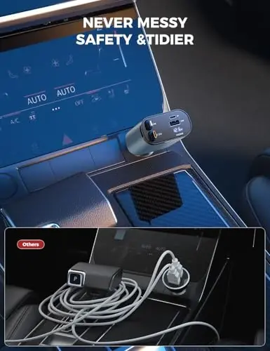 【Upgraded】 SUPERONE Retractable Car Charger 4 in 1, Fast Car Phone Charger with Cord 2.6ft, USB C and Apple Car Charger Adapter, Compatible with iPhone 17 16 15/15 Pro Max/14/13/12/11, Galaxy, Pixel - 5
