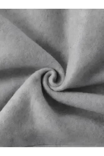 Yulduz bosma kulrang mavsumiy fermuarli kapüşonli polar kardigan kurtka - GRİ10 - 3