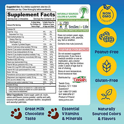 YUM-V'S - Çocuklar İçin Çoklu Vitamin Sakızlı Çikolata Ayıları - Çocuklar İçin Çoklu Vitamin Takviyesi - 16 Vitamin ve Mineral - D, Çinko, C, B Kompleksi ve Daha Fazlası İçeren Vitaminler, 60 Adet 1 Paket - 5