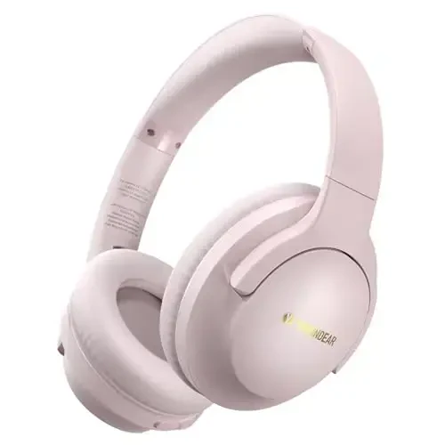 YUMONDEAR Bluetooth Headphones Over Ear, 80H Playtime Wireless Headphone with 3 EQ Modes, Built-in Mic, Deep Bass, HiFi Stereo Foldable Wireless Headset for iPhone PC Travel Workout Office (Pink) 