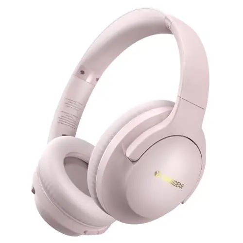 YUMONDEAR Bluetooth Headphones Over Ear, 80H Playtime Wireless Headphone with 3 EQ Modes, Built-in Mic, Deep Bass, HiFi Stereo Foldable Wireless Headset for iPhone PC Travel Workout Office (Pink) - 1