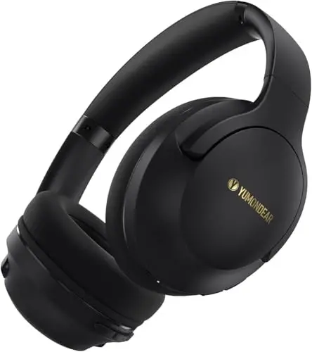 YUMONDEAR F1 Bluetooth Headphones Over Ear, 80H Playtime Bluetooth 5.4 Wireless Headphones with Deep Bass, 3 EQ Sound Modes, ENC Mic, Foldable & Comfortable for Travel, PC, Phone, Gym, Gift, Black - 4