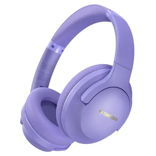 YUMONDEAR Bluetooth Headphones Over Ear, 80H Playtime Wireless Headphone with 3 EQ Modes, Built-in Mic, Deep Bass, HiFi Stereo Foldable Wireless Headset for iPhone PC Travel Workout Office (Purple) 