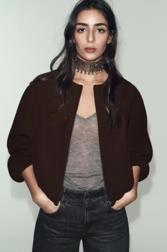 YUMSHOQ BOMBER KURTKA-Jigarrang - ZARA (1)
