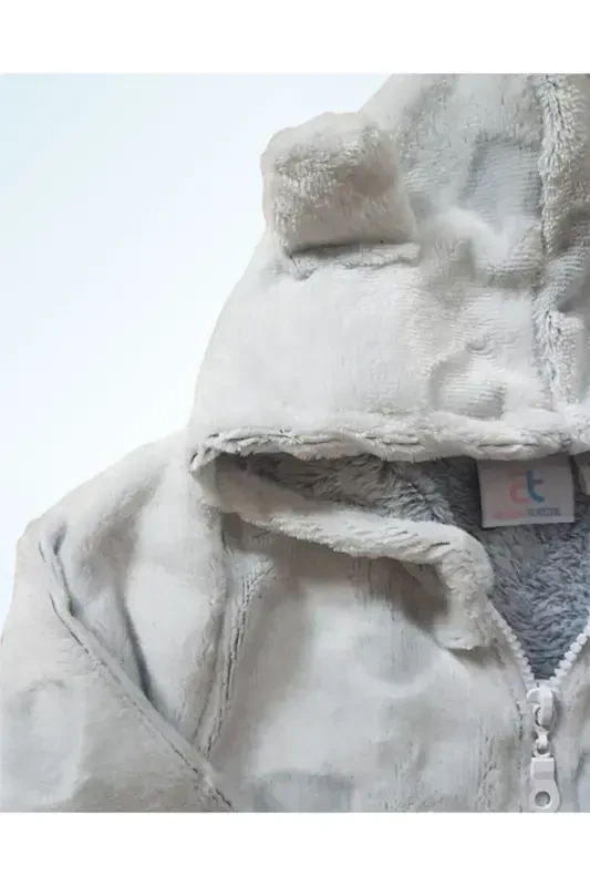 Yumshoq kapüşonli peluş velsoft qiz-o'g'il bola-chocuk kurtkasi - kardigan 2-4 yosh / yurakli-oq - 4