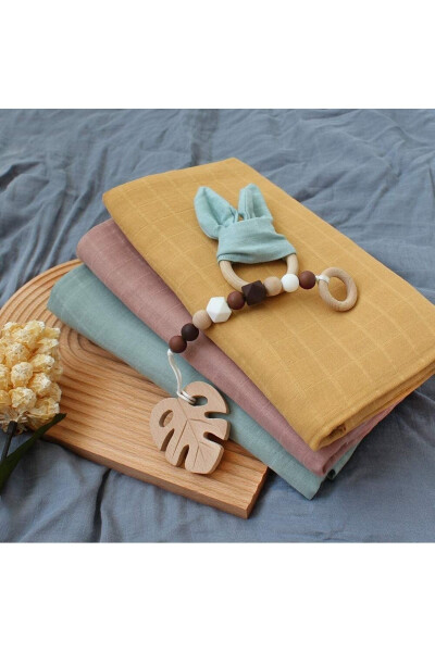 Yumshoq Organik 100% Paxta Bir Qavatli Muslin Pechan Bebek Adyali Mint Rangi 110x110 Sm - 5