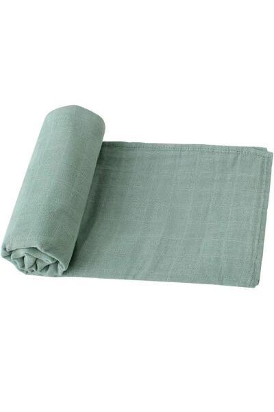 Yumshoq Organik 100% Paxta Bir Qavatli Muslin Pechan Bebek Adyali Mint Rangi 110x110 Sm - TINYBABYCONCEPT