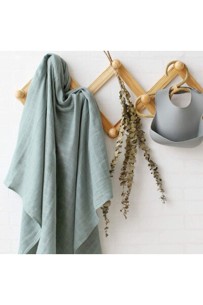 Yumshoq Organik 100% Paxta Bir Qavatli Muslin Pechan Bebek Adyali Mint Rangi 110x110 Sm - 4
