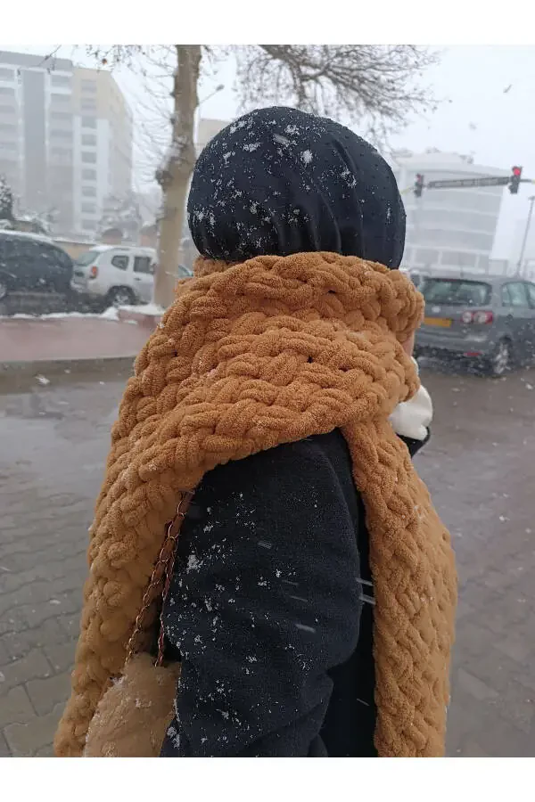 Yumuşacık El Örgüsü %100 Organik Antialerjenik Atkı/şal 25x190 Cm - 5