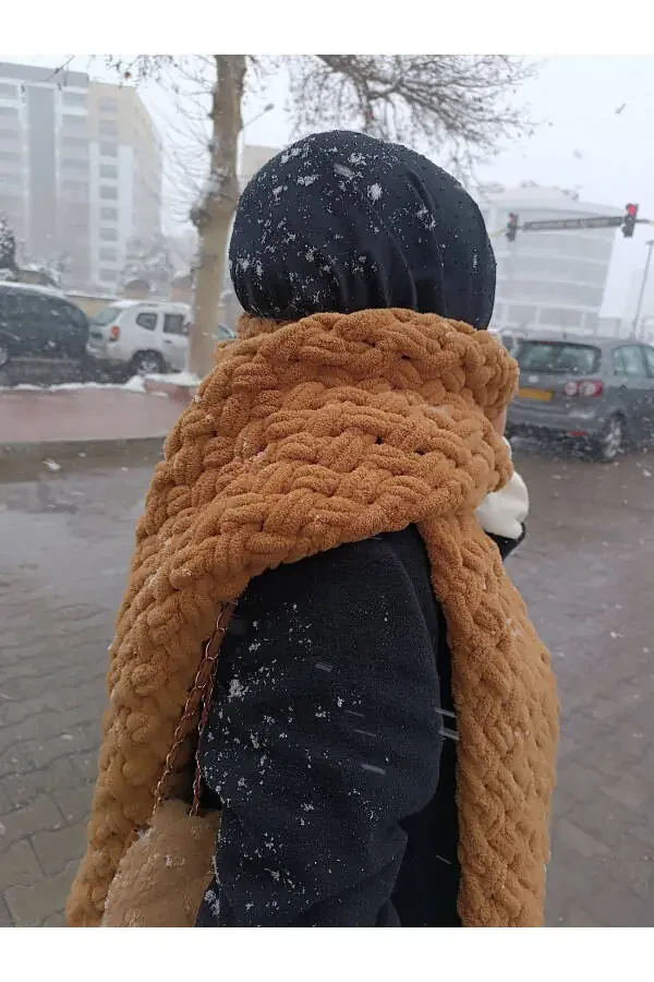 Yumuşacık El Örgüsü %100 Organik Antialerjenik Atkı/şal 25x190 Cm - 1