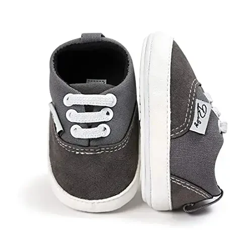 Infant Baby Boys Girls Canvas Sneaker Toddler Slip On Anti Skid Newborn First Walkers Candy Shoes for 0-18 Months - 1