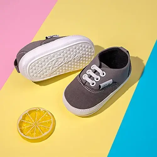 Infant Baby Boys Girls Canvas Sneaker Toddler Slip On Anti Skid Newborn First Walkers Candy Shoes for 0-18 Months - 5