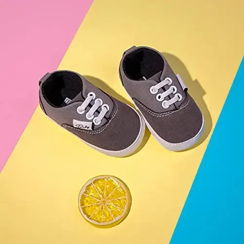 Infant Baby Boys Girls Canvas Sneaker Toddler Slip On Anti Skid Newborn First Walkers Candy Shoes for 0-18 Months - 6