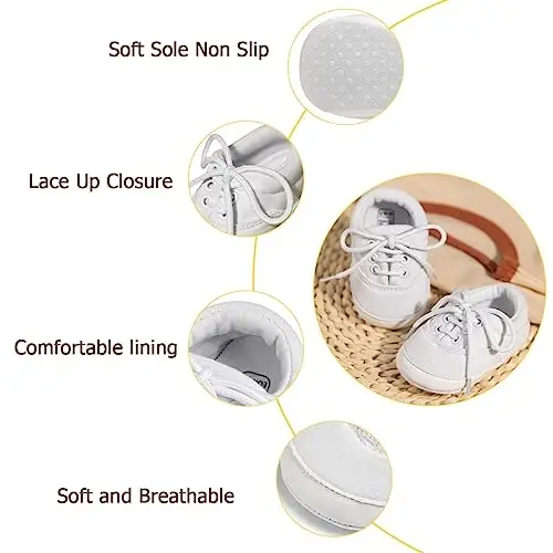 Morbido Infant Baby Boys Girls Canvas Sneaker Toddler Slip On Anti Skid Newborn First Walkers Candy Shoes for 0-18 Months - 3