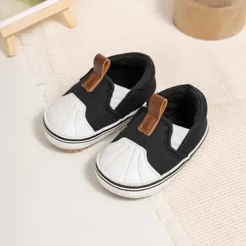 Infant Baby Boys Girls Canvas Sneaker Toddler Slip On Anti Skid Newborn First Walkers Candy Shoes for 0-18 Months - 3