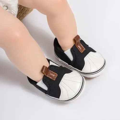 Morbido Infant Baby Boys Girls Canvas Sneaker Toddler Slip On Anti Skid Newborn First Walkers Candy Shoes for 0-18 Months - INFANT (1)