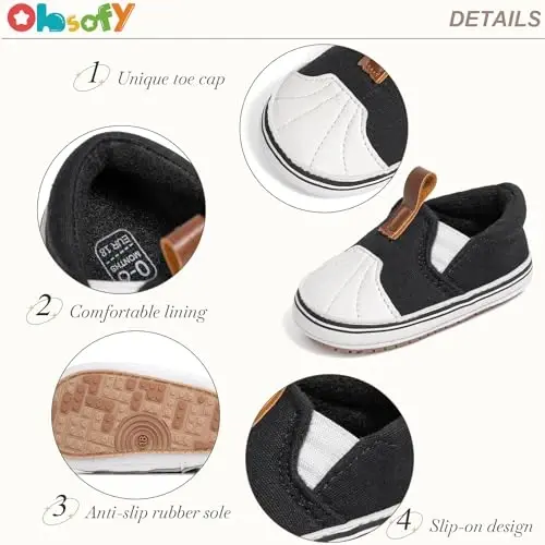 Morbido Infant Baby Boys Girls Canvas Sneaker Toddler Slip On Anti Skid Newborn First Walkers Candy Shoes for 0-18 Months - 5