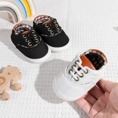 Infant Baby Boys Girls Canvas Sneaker Toddler Slip On Anti Skid Newborn First Walkers Candy Shoes for 0-18 Months - 2
