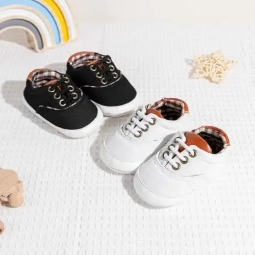 Infant Baby Boys Girls Canvas Sneaker Toddler Slip On Anti Skid Newborn First Walkers Candy Shoes for 0-18 Months - 3