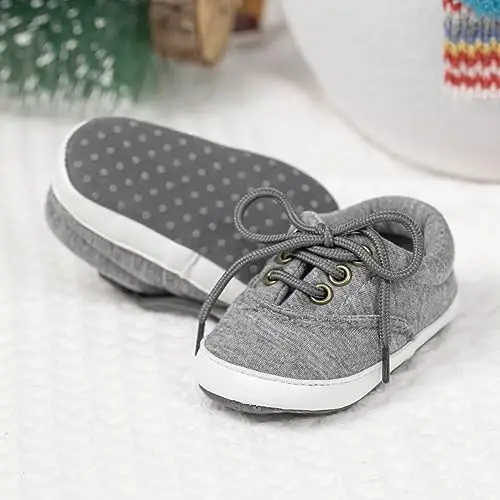 Infant Baby Boys Girls Canvas Sneaker Toddler Slip On Anti Skid Newborn First Walkers Candy Shoes for 0-18 Months - 3