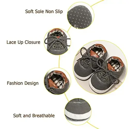 Morbido Infant Baby Boys Girls Canvas Sneaker Toddler Slip On Anti Skid Newborn First Walkers Candy Shoes for 0-18 Months - 4