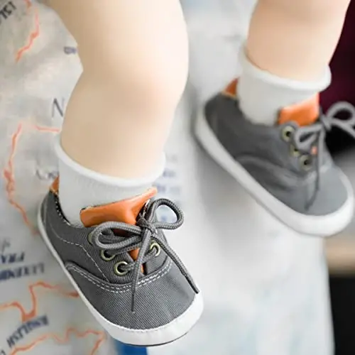 Infant Baby Boys Girls Canvas Sneaker Toddler Slip On Anti Skid Newborn First Walkers Candy Shoes for 0-18 Months - 3