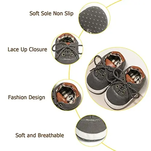 Morbido Infant Baby Boys Girls Canvas Sneaker Toddler Slip On Anti Skid Newborn First Walkers Candy Shoes for 0-18 Months - 4