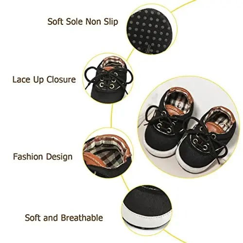 Infant Baby Boys Girls Canvas Sneaker Toddler Slip On Anti Skid Newborn First Walkers Candy Shoes for 0-18 Months - 4