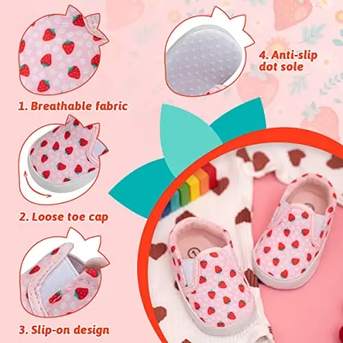 Morbido Infant Baby Boys Girls Canvas Sneaker Toddler Slip On Anti Skid Newborn First Walkers Candy Shoes for 0-18 Months - 4