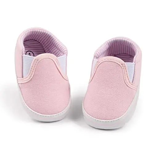 Morbido Infant Baby Boys Girls Canvas Sneaker Toddler Slip On Anti Skid Newborn First Walkers Candy Shoes for 0-18 Months 