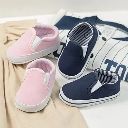 Infant Baby Boys Girls Canvas Sneaker Toddler Slip On Anti Skid Newborn First Walkers Candy Shoes for 0-18 Months - 2