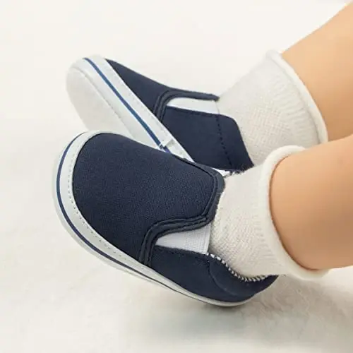 Infant Baby Boys Girls Canvas Sneaker Toddler Slip On Anti Skid Newborn First Walkers Candy Shoes for 0-18 Months - 3