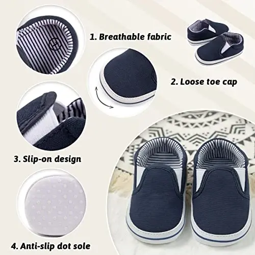 Infant Baby Boys Girls Canvas Sneaker Toddler Slip On Anti Skid Newborn First Walkers Candy Shoes for 0-18 Months - 4