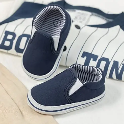 Infant Baby Boys Girls Canvas Sneaker Toddler Slip On Anti Skid Newborn First Walkers Candy Shoes for 0-18 Months - 5