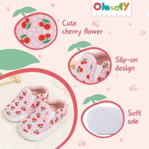 Infant Baby Boys Girls Canvas Sneaker Toddler Slip On Anti Skid Newborn First Walkers Candy Shoes for 0-18 Months - 5