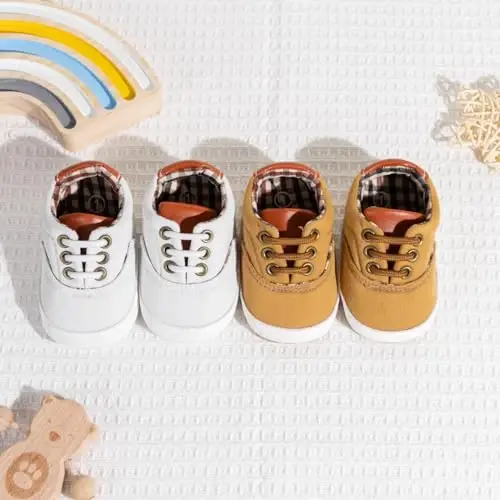Infant Baby Boys Girls Canvas Sneaker Toddler Slip On Anti Skid Newborn First Walkers Candy Shoes for 0-18 Months - 4