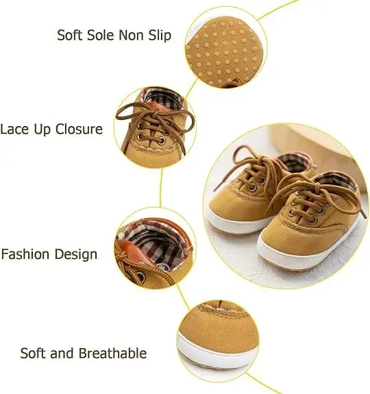 Infant Baby Boys Girls Canvas Sneaker Toddler Slip On Anti Skid Newborn First Walkers Candy Shoes for 0-18 Months - 5