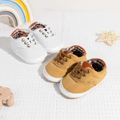 Morbido Infant Baby Boys Girls Canvas Sneaker Toddler Slip On Anti Skid Newborn First Walkers Candy Shoes for 0-18 Months - 3