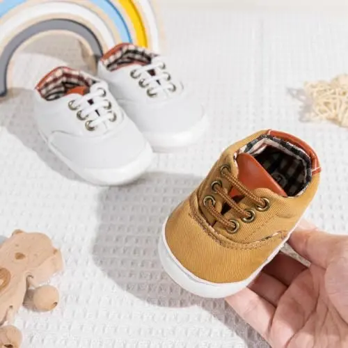 Morbido Infant Baby Boys Girls Canvas Sneaker Toddler Slip On Anti Skid Newborn First Walkers Candy Shoes for 0-18 Months - INFANT (1)