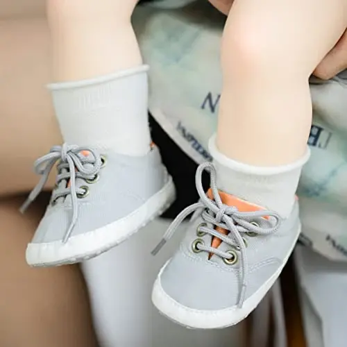 Morbido Infant Baby Boys Girls Canvas Sneaker Toddler Slip On Anti Skid Newborn First Walkers Candy Shoes for 0-18 Months - 3