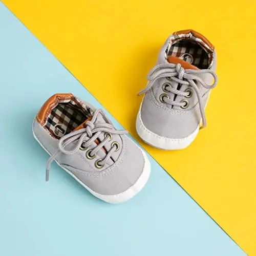 Morbido Infant Baby Boys Girls Canvas Sneaker Toddler Slip On Anti Skid Newborn First Walkers Candy Shoes for 0-18 Months - 5