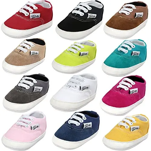 Infant Baby Boys Girls Canvas Sneaker Toddler Slip On Anti Skid Newborn First Walkers Candy Shoes for 0-18 Months - 2
