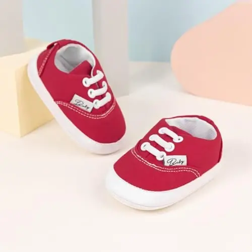 Infant Baby Boys Girls Canvas Sneaker Toddler Slip On Anti Skid Newborn First Walkers Candy Shoes for 0-18 Months - 6