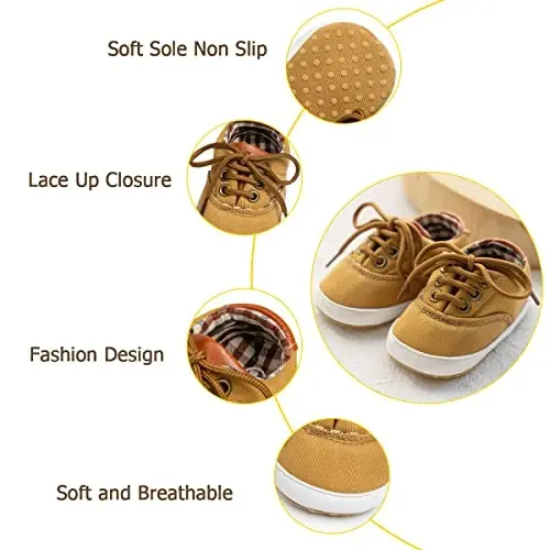 Infant Baby Boys Girls Canvas Sneaker Toddler Slip On Anti Skid Newborn First Walkers Candy Shoes for 0-18 Months - 3