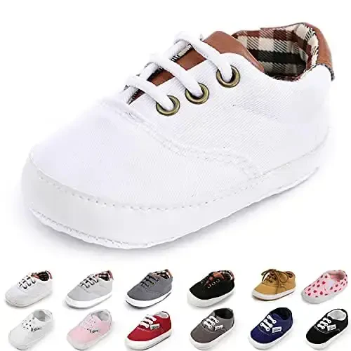 Morbido Infant Baby Boys Girls Canvas Sneaker Toddler Slip On Anti Skid Newborn First Walkers Candy Shoes for 0-18 Months 