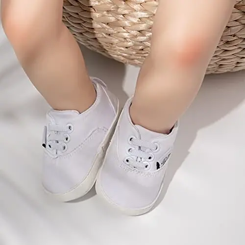 Infant Baby Boys Girls Canvas Sneaker Toddler Slip On Anti Skid Newborn First Walkers Candy Shoes for 0-18 Months - 3