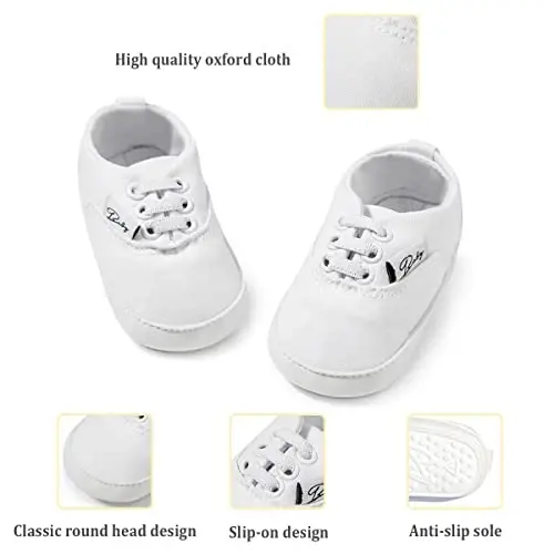 Infant Baby Boys Girls Canvas Sneaker Toddler Slip On Anti Skid Newborn First Walkers Candy Shoes for 0-18 Months - 4