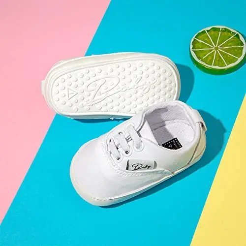 Infant Baby Boys Girls Canvas Sneaker Toddler Slip On Anti Skid Newborn First Walkers Candy Shoes for 0-18 Months - 5
