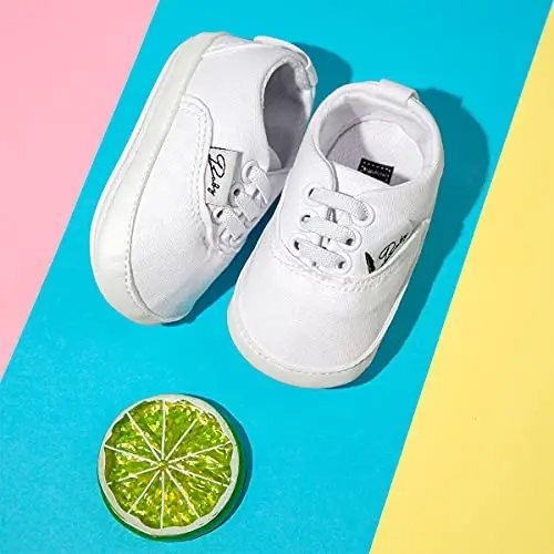 Infant Baby Boys Girls Canvas Sneaker Toddler Slip On Anti Skid Newborn First Walkers Candy Shoes for 0-18 Months - 6
