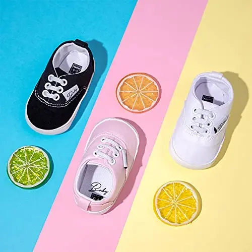 Morbido Infant Baby Boys Girls Canvas Sneaker Toddler Slip On Anti Skid Newborn First Walkers Candy Shoes for 0-18 Months - 2